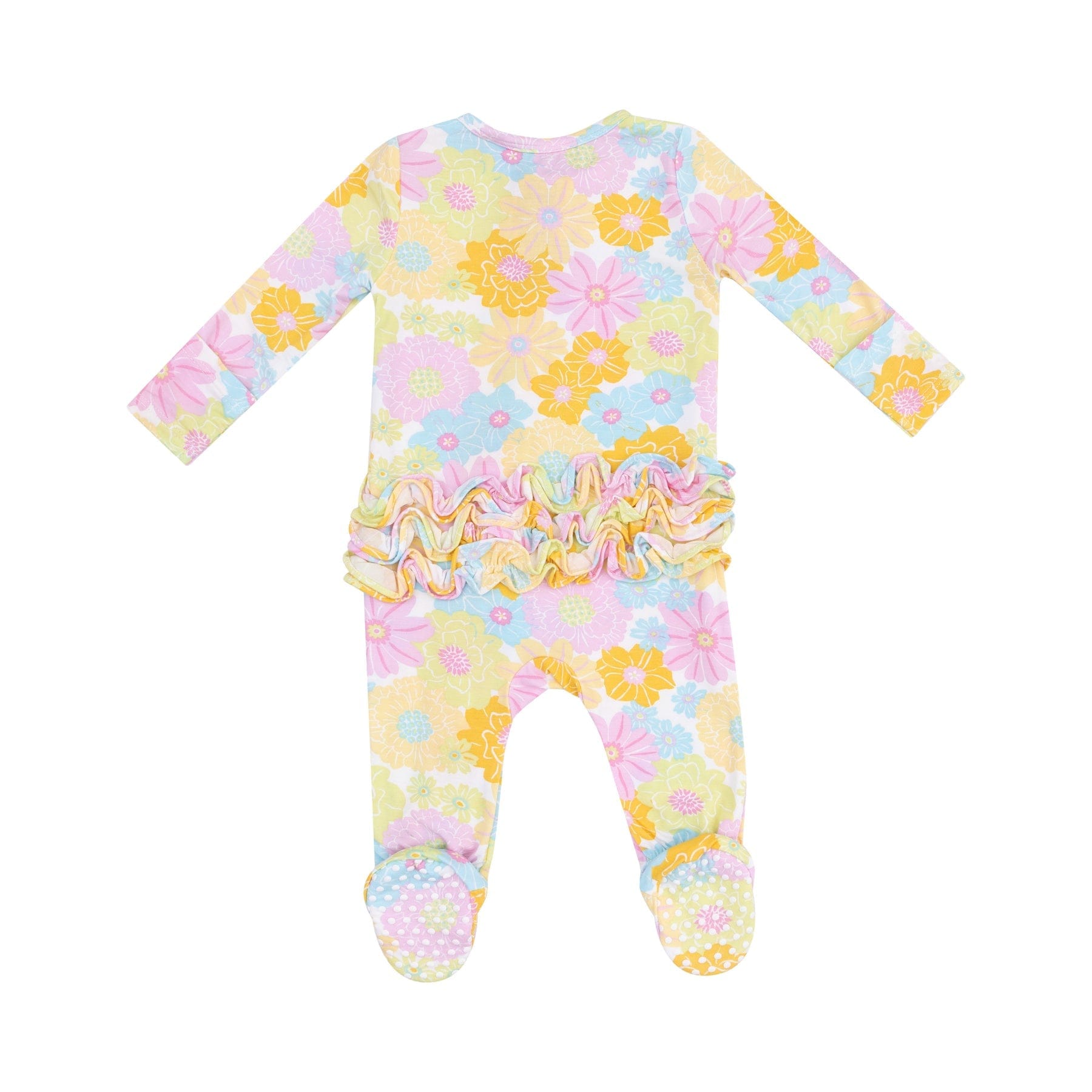 Angel Dear Angel Dear Sunny Dahlias 2 Way Ruffle Zipper Footie - Little Miss Muffin Children & Home