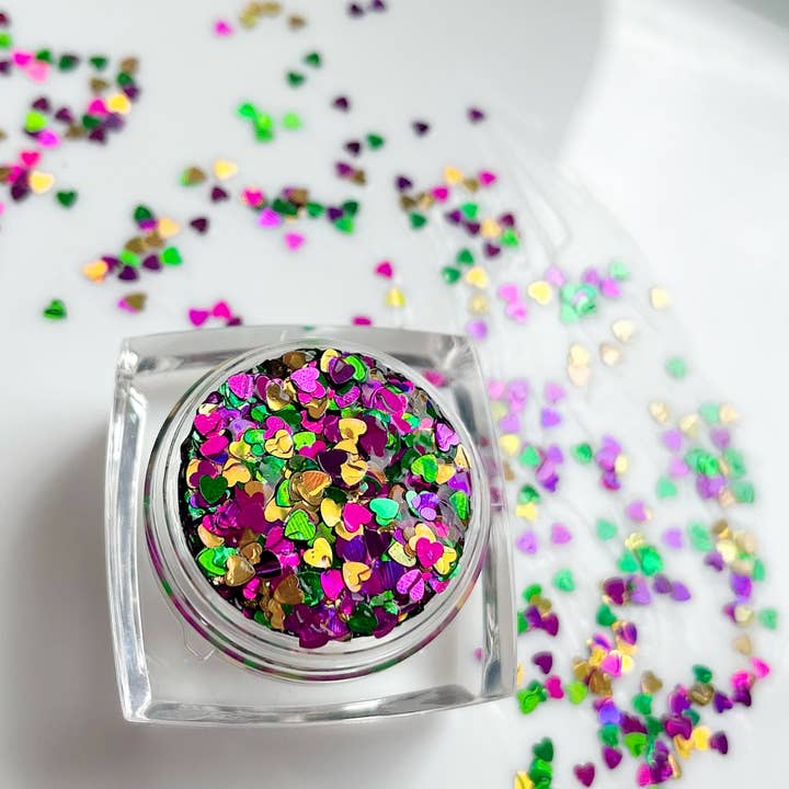 Mardi Gras Heart Face and Body Glitter