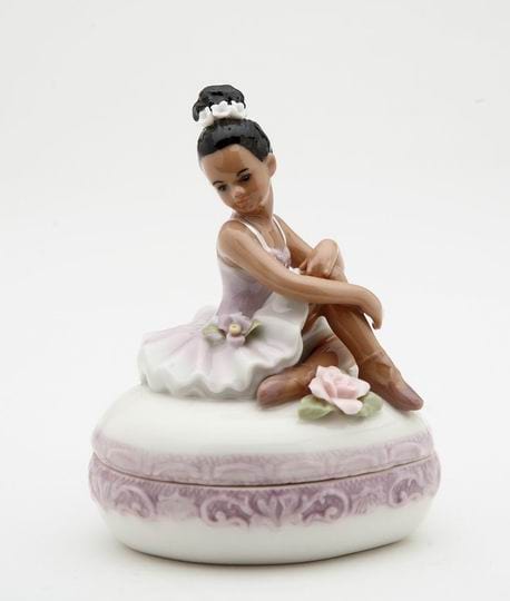 Nutcracker Ballet Gifts Nutcracker Ballet Gifts Porcelain Trinket Box African American Ballerina Purple - Little Miss Muffin Children & Home