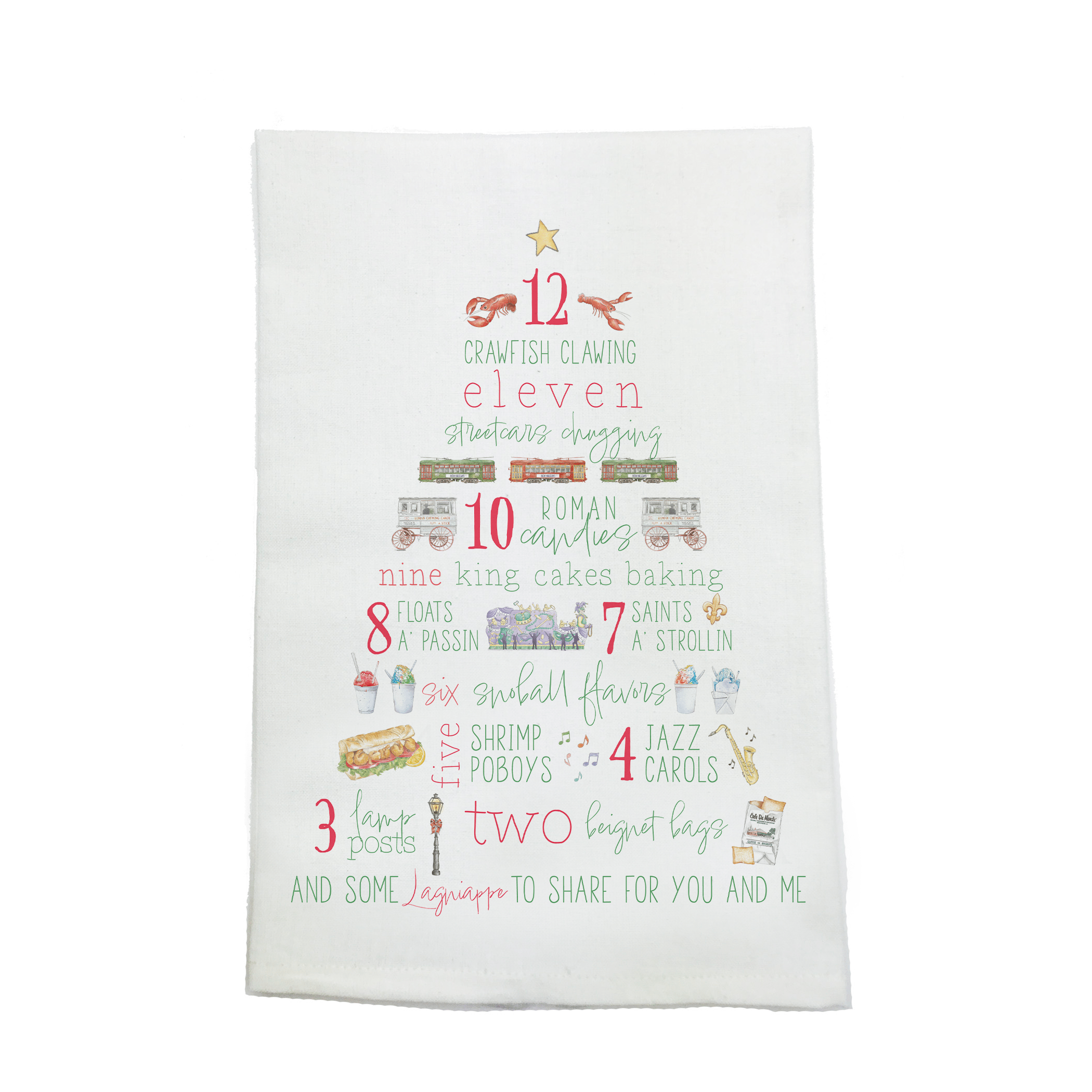 Nola Tawk Nola Tawk 12 Days Of Nola Christmas Kitchen Towel - Little Miss Muffin Children & Home