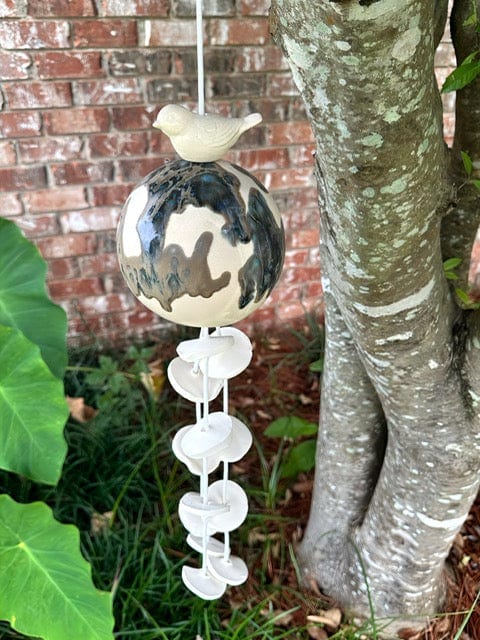 Poor House Pottery Sphere and Short Disc with Bird Wind Chime - Little Miss Muffin Children & Home