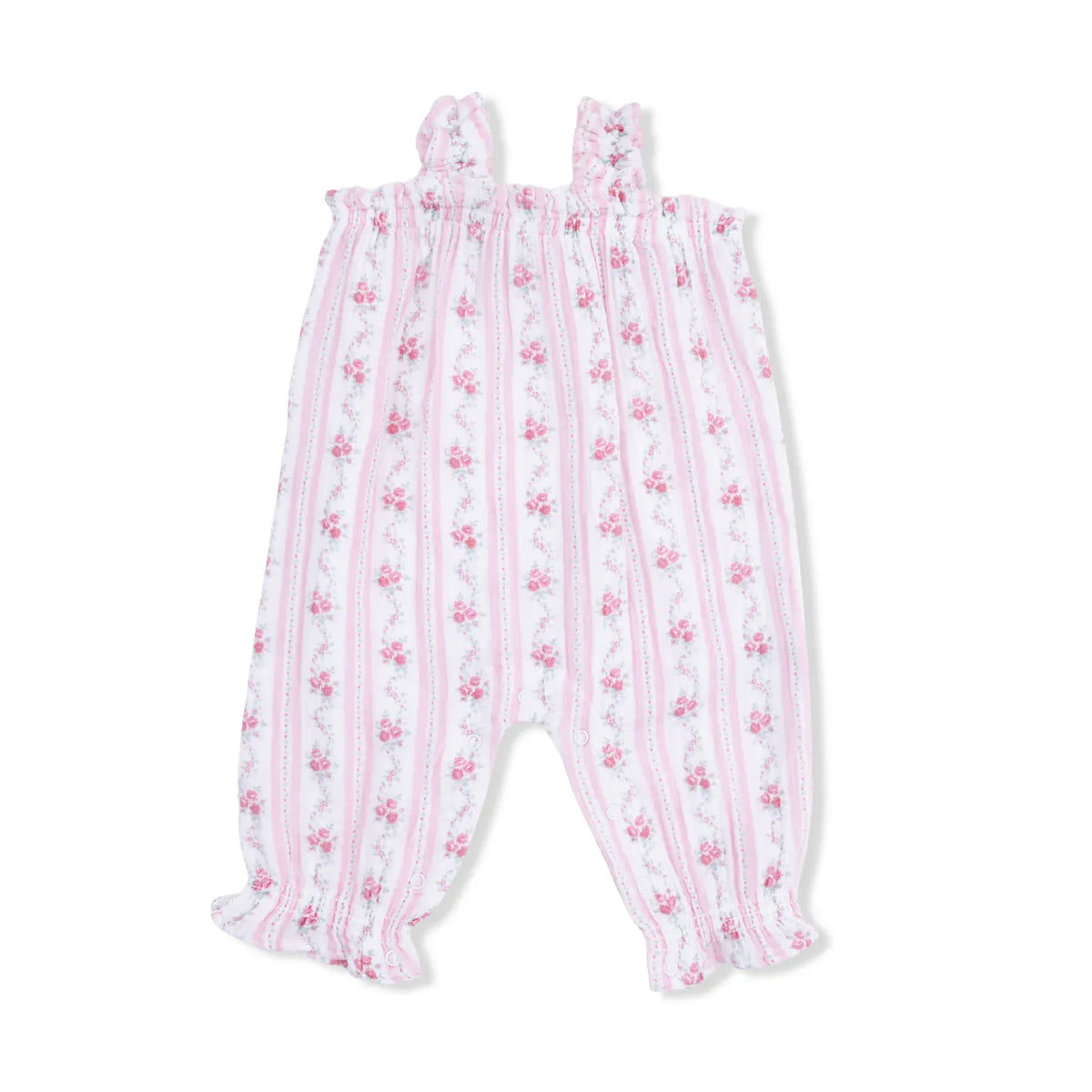 Winding Roses Stripe Ruffly Strap Overall
