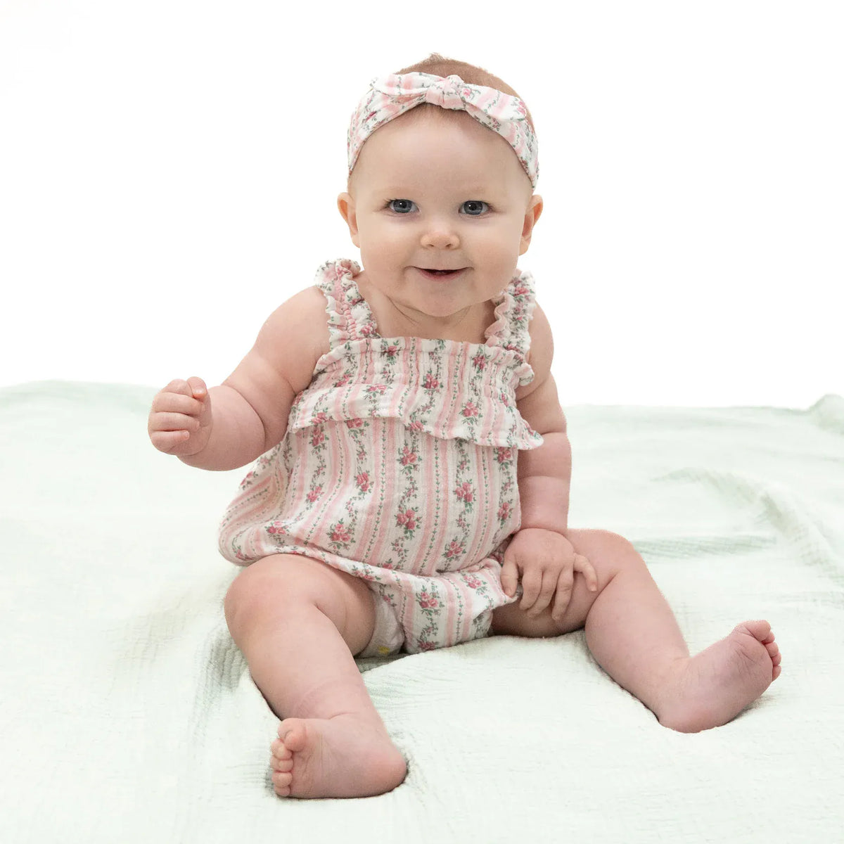 Winding Roses Stripe Ruffly Strap Bubble