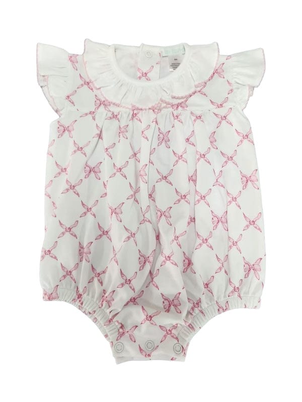 Lulu Bebe Lulu Bebe Bows Print Gigi Ruffle Collar Bubble - Little Miss Muffin Children & Home