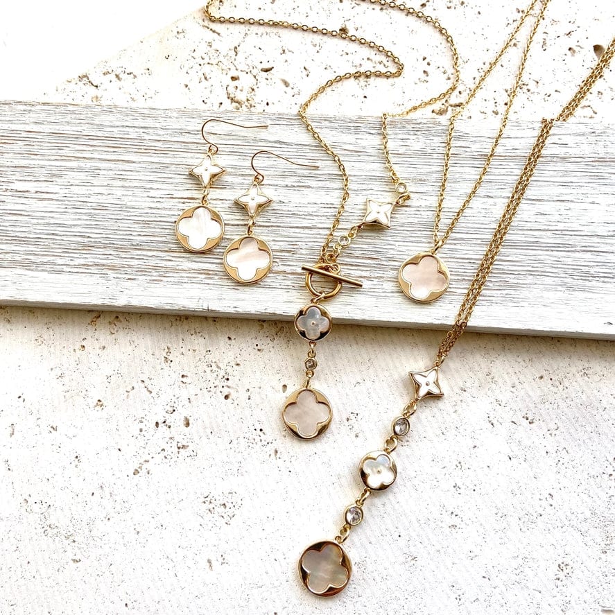 VB&CO Designs Handmade Jewelry VB&CO Clover Quatrefoil Mop Pearl Shell Necklace Non Tarnishing - Little Miss Muffin Children & Home