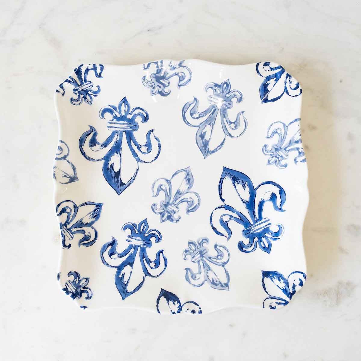 The Royal Standard The Royal Standard Watercolor Fleur De Lis Square Platter - Little Miss Muffin Children & Home