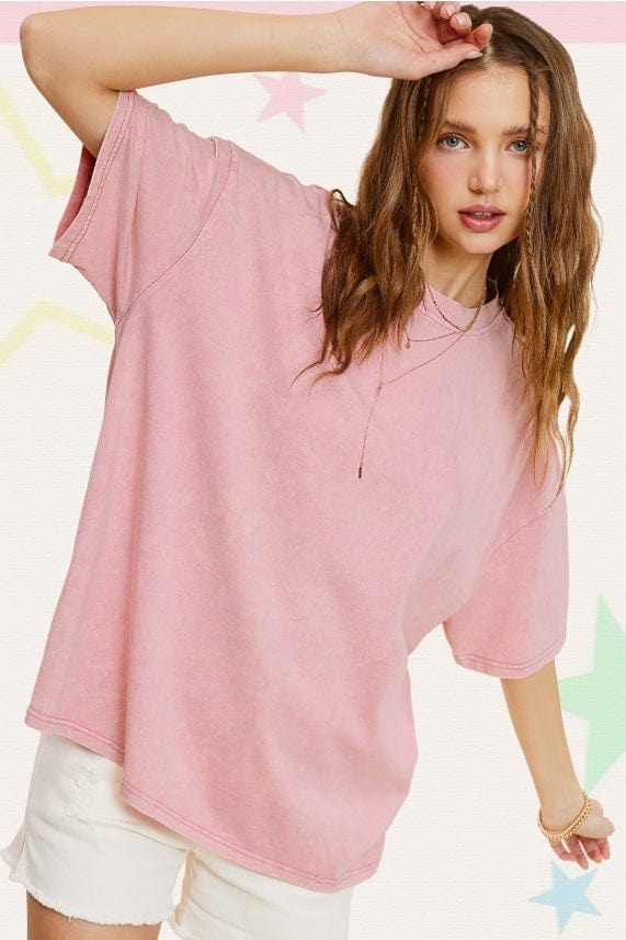 La Miel La Miel Mineral Washed Short Sleeve Oversized Top - Little Miss Muffin Children & Home