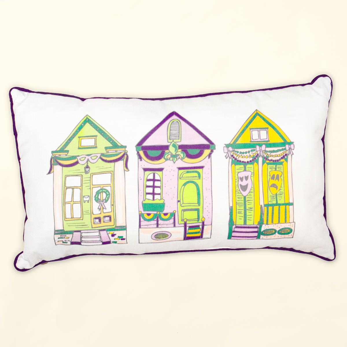 Mardi Gras Parade Houses Lumbar Pillow