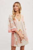 Bluivy Boho Embroidered Babydoll Dress, Pink