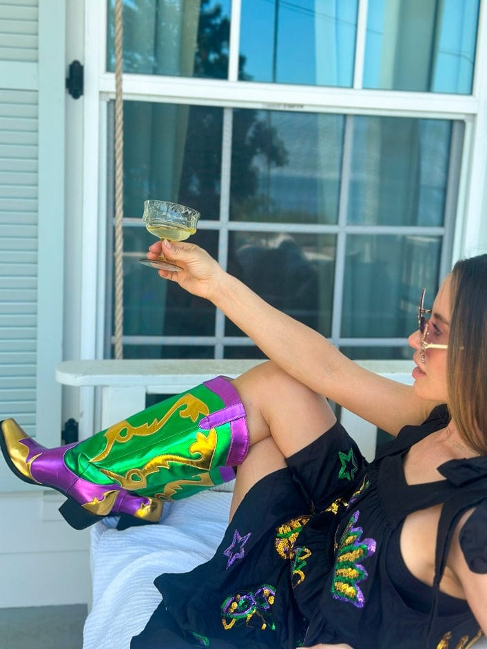 Mardi Gras Creations Mardi Gras Creations Metallic Mardi Gras Cowboy Boots - Little Miss Muffin Children & Home