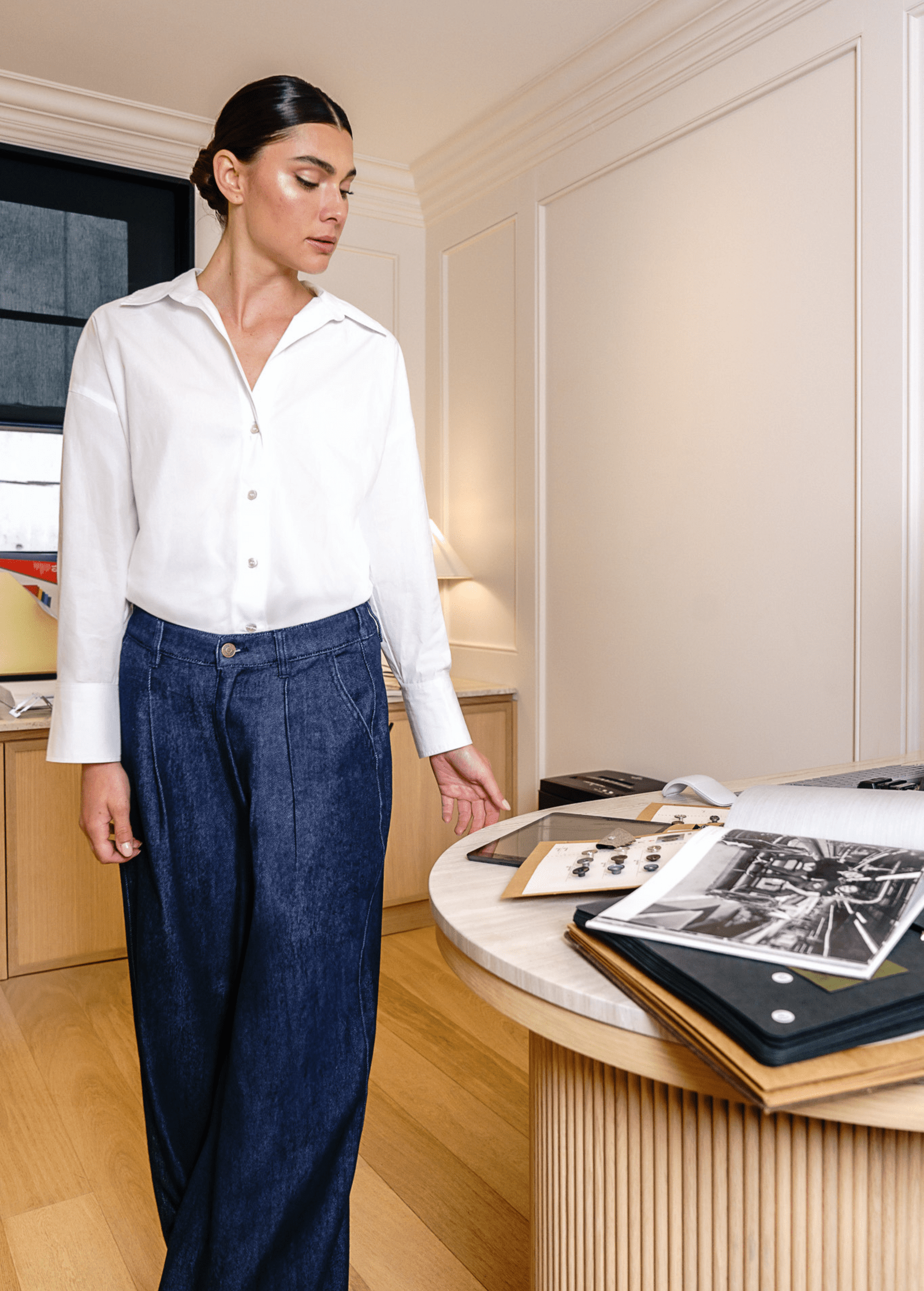 Yoga Jeans Lily Wide Leg Pleated Flowy High Rise 32" Jeans in Elera - Little Miss Muffin Children & Home