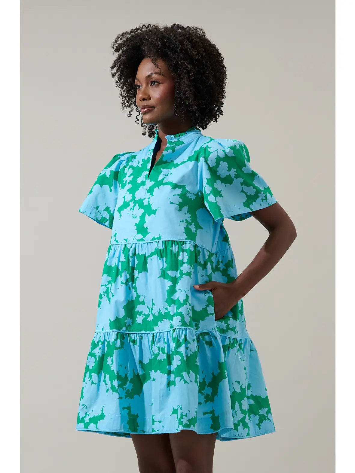 Riona Floral Candace Tiered Mini Dress