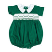 Noah Christmas Green Smock Bubble with White Collar
