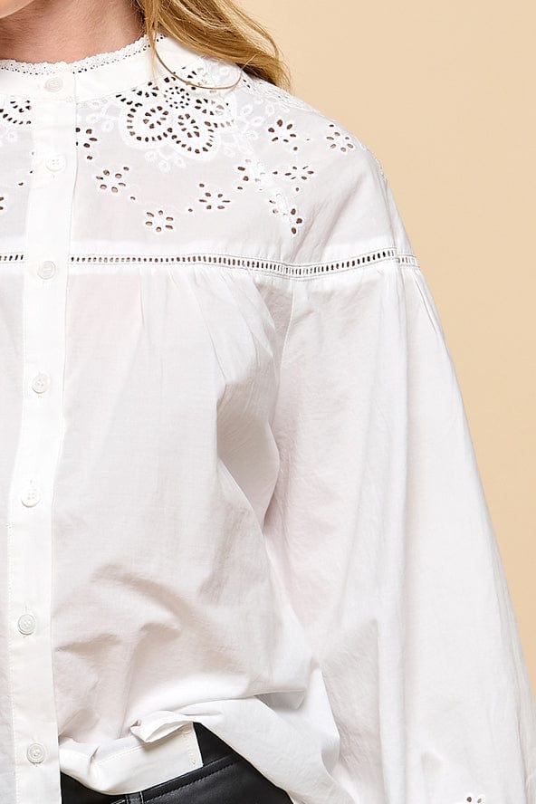 Cezele Cezele Eyelet Button Down Blouse - Little Miss Muffin Children & Home