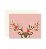 Ginger P Designs Reindeer Floral Christmas Greeting Card