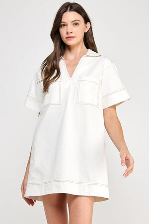 Ellison Denim Mini Dress Off White