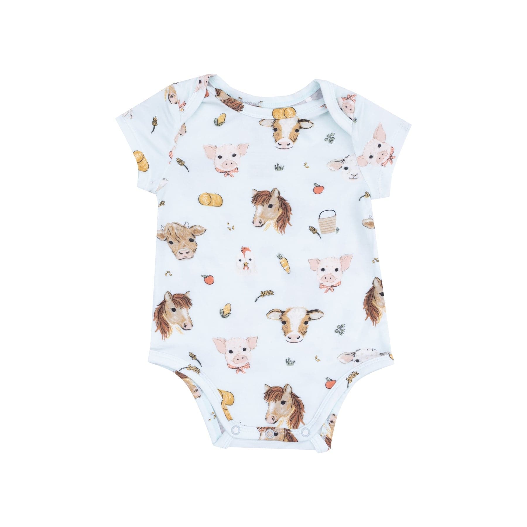 Angel Dear Angel Dear Angel Dear Short Sleeve Bodysuit Vintage Animals Faces Blue - Little Miss Muffin Children & Home