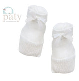 Paty Knit White Booties with Color Bow