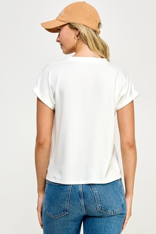 Ellison Ellison V-Neck Tee in Off White - Little Miss Muffin Children & Home