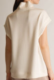 Before You Collection Butter Mock Neck Cap Sleeve Top in Ivory