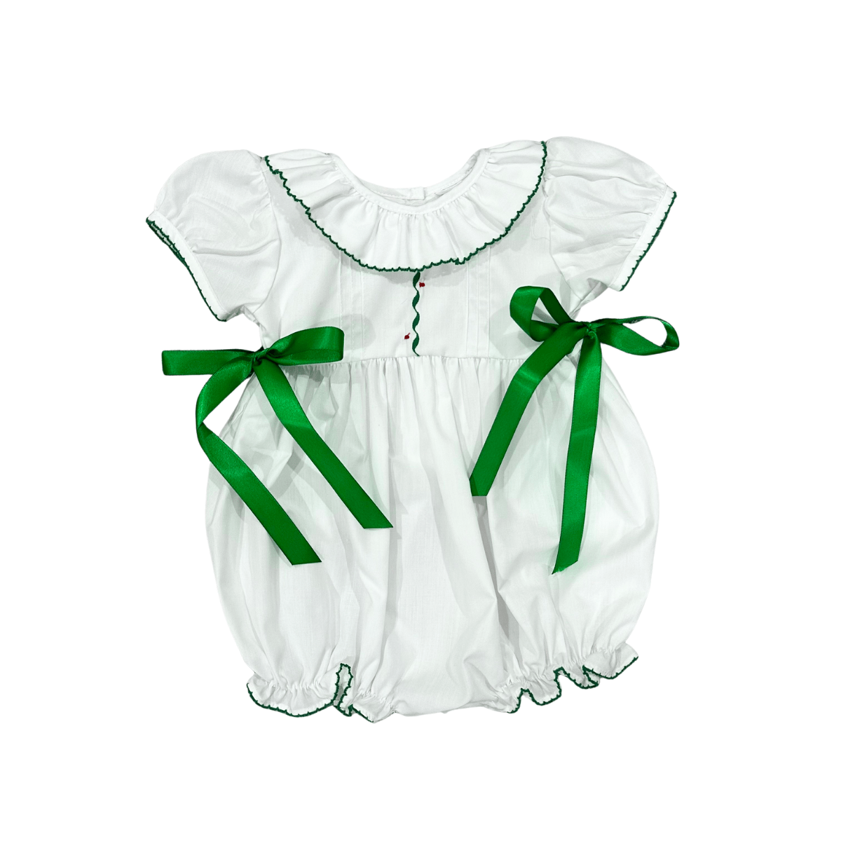 Lulu Bebe Mistletoe Embroidered Scalloped Nia Bubble with Ruffle Collar - Little Miss Muffin Children & Home
