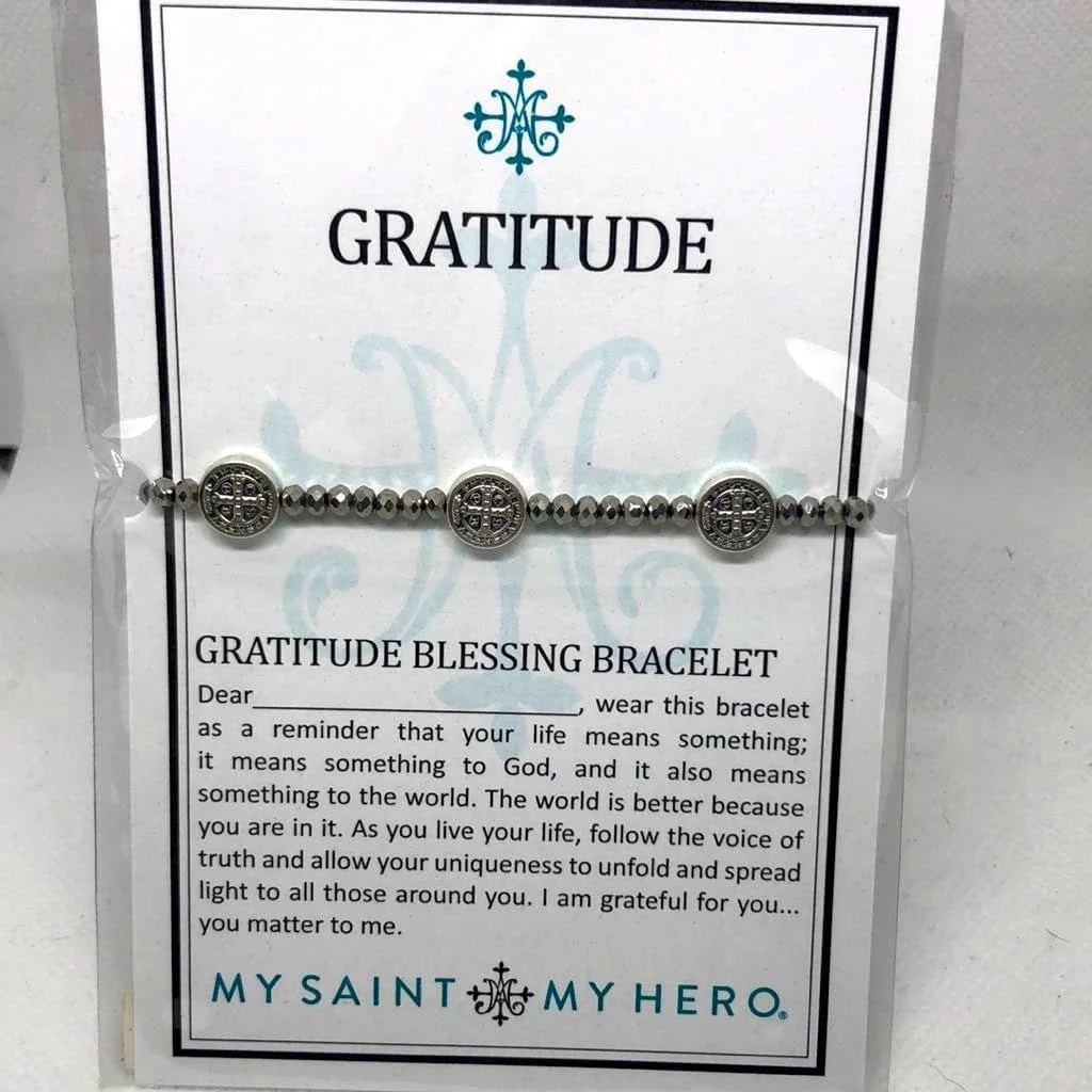 My Saint My Hero Crystal Gratitude Blessing Bracelet Silver/Silver - Little Miss Muffin Children & Home
