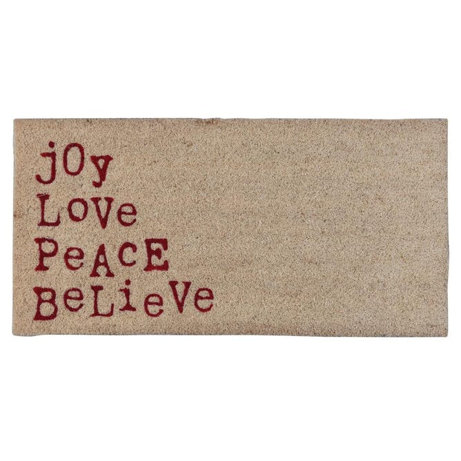 Creative Co-Op Creative Co-op Natural Coir Doormat "Joy, Love, Peace, Believe" - Little Miss Muffin Children & Home