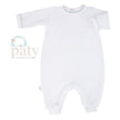 Paty, Inc. Paty White Long Sleeve Romper with Key Hole Back Blue Picot Trim - Little Miss Muffin Children & Home