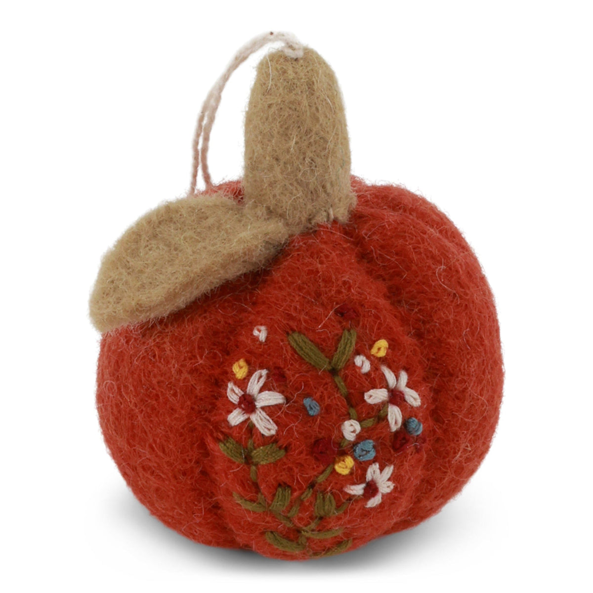 wool felt pumpkin ornament
