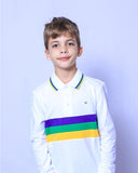 Mardi Gras Creations White Chest Stripe Youth Long Sleeve Shirt