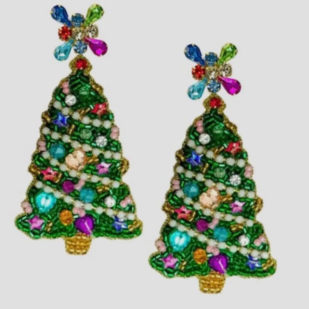 Golden Lily Christmas Festive Lights Tree Earrings - Little Miss Muffin Children & Home