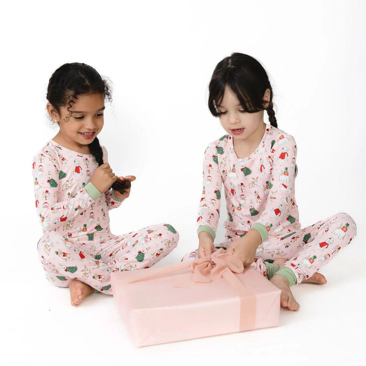 Christmas Dogs Pink Long Sleeve Loungewear Set