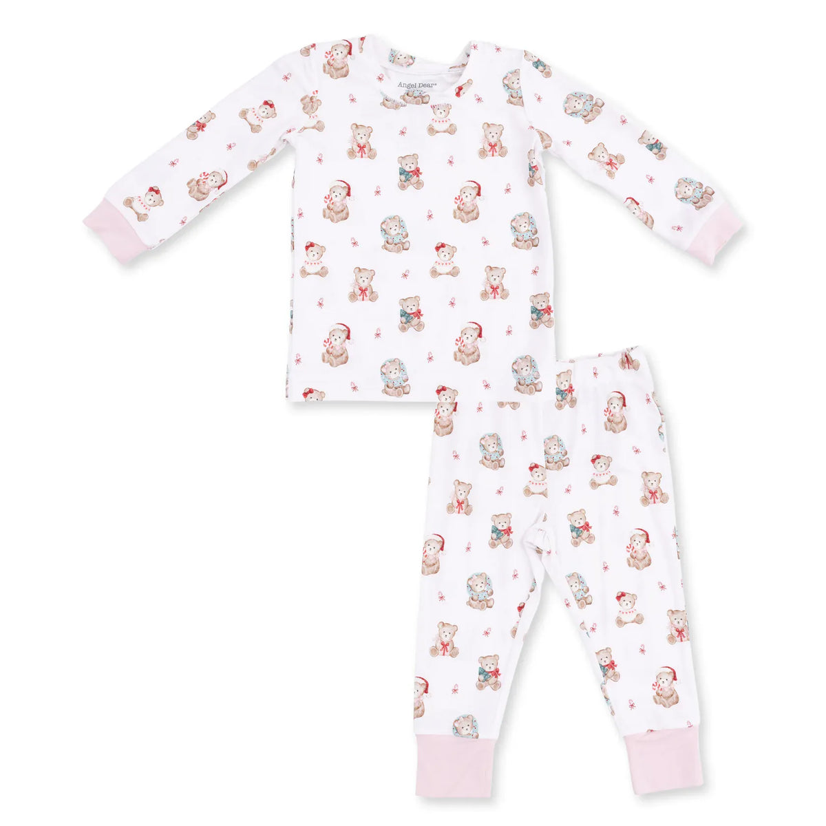 Christmas Teddy Bears Pink Long Sleeve Loungewear Set