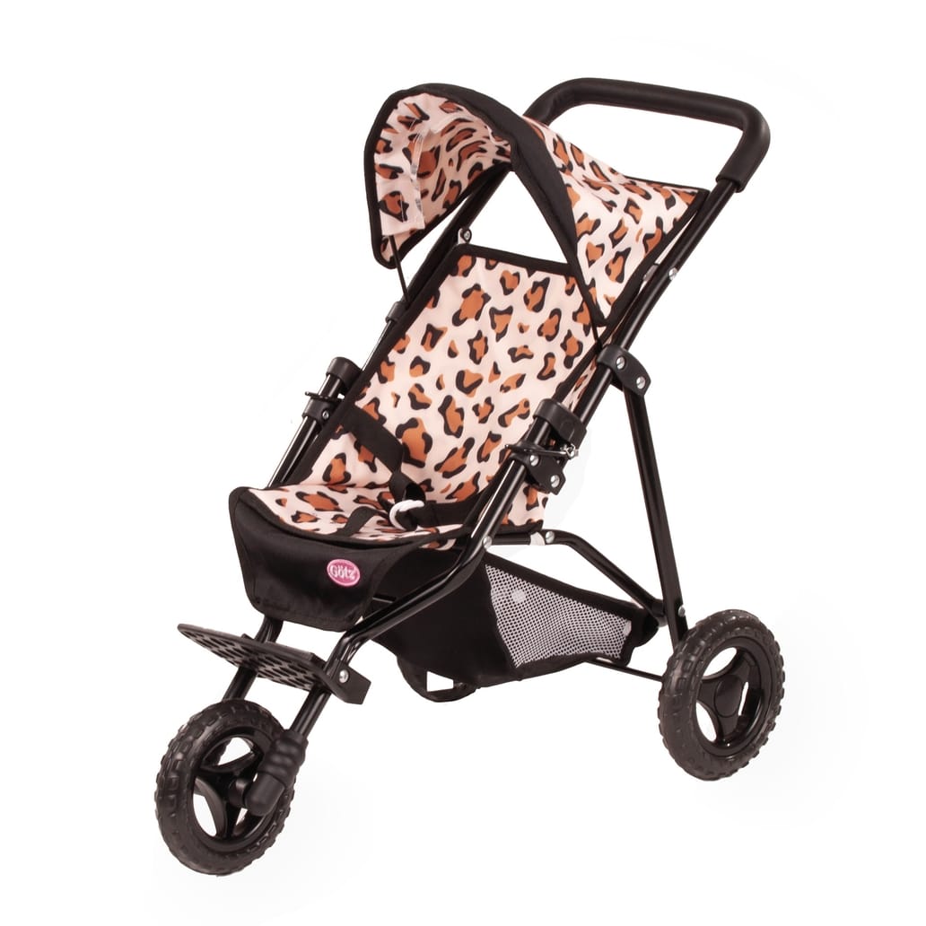 Gotz Little Tiger 3-Wheel Foldable Doll Stroller, Tiger Print