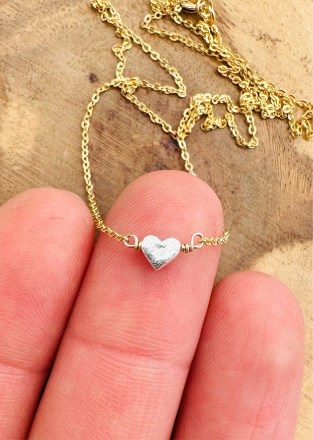 Notions of Lovely Notions of Lovely 16” Pixie Heart Necklace 14k Gold Fill & Fine Silver - Little Miss Muffin Children & Home