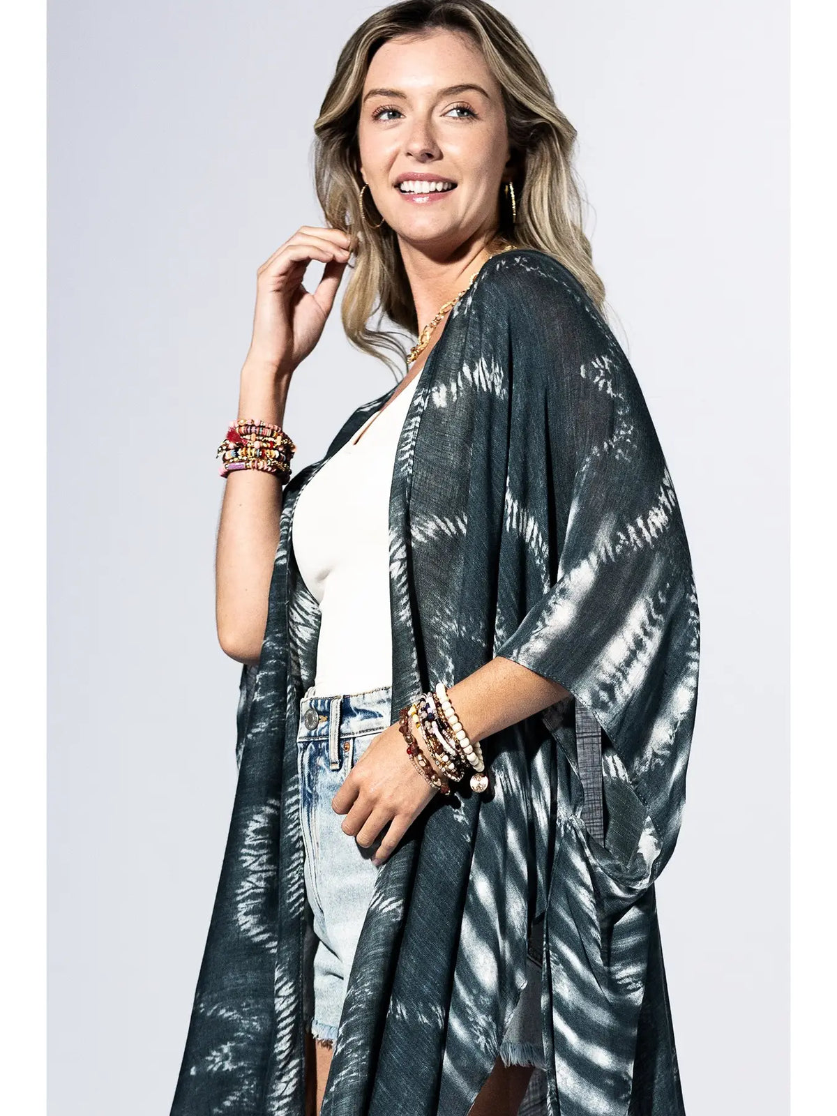Navy Blue Shibori Tie-Dye Kimono