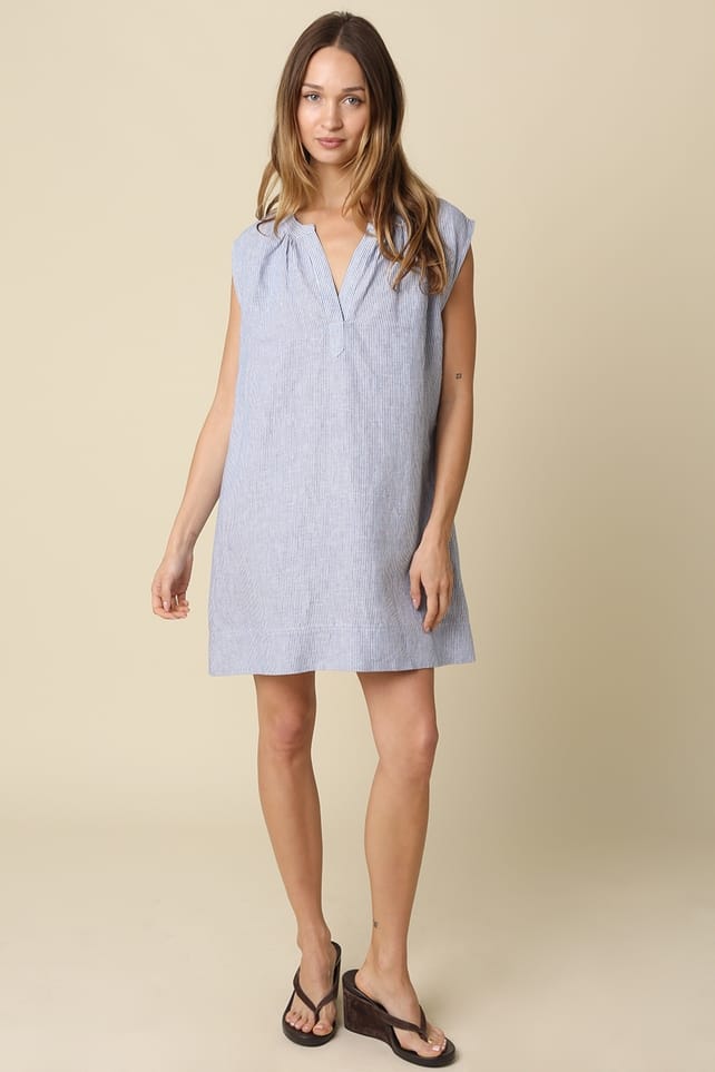 Avery Relaxed Linen Contemporary Fit Denim Shift Dress