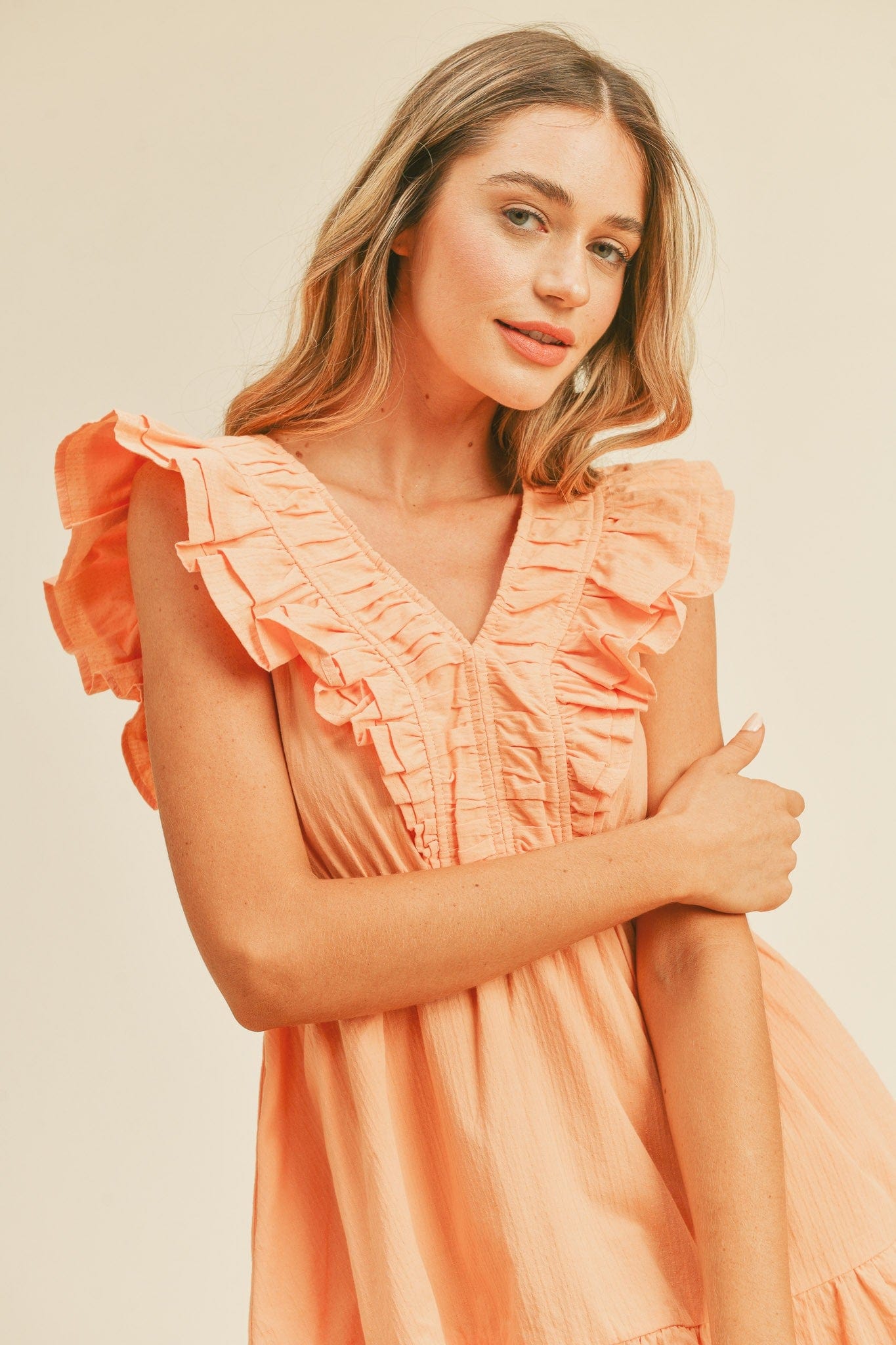 &merci &merci V-Neck Ruffled Mini Dress - Little Miss Muffin Children & Home