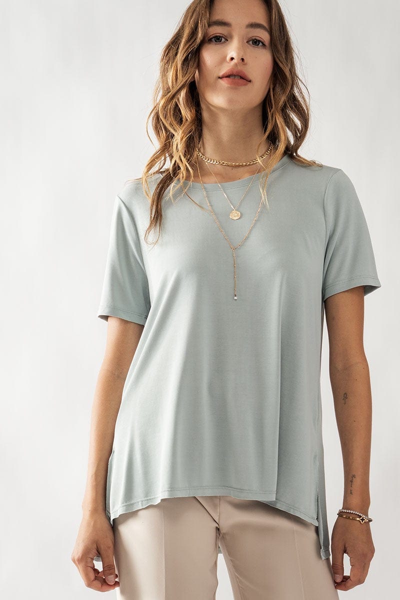 Trend Notes Trend Notes Modal Crew Neck Tee with Side Slit - Little Miss Muffin Children & Home