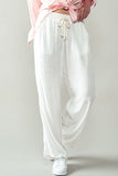 Urban Daizy Luxe Linen Drawstring Pants in White