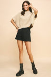 Pinch Mock Neck Short Sleeve Sweater