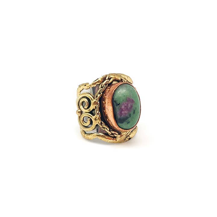 Anju Jewelry Mixed Metal and Ruby Zoisite Stone Ring - Little Miss Muffin Children & Home