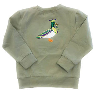 Lulu Bebe Embroidered Mardi Gras Duck Long Sleeve Tee