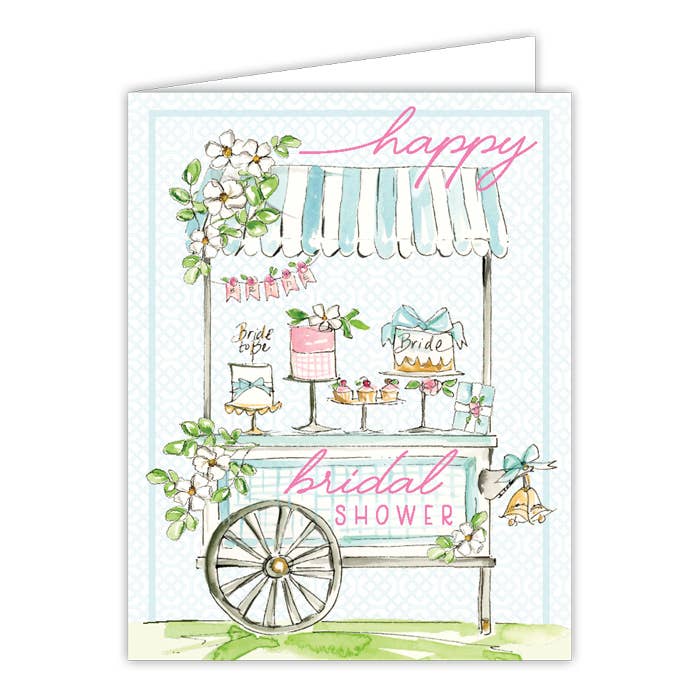 Handpainted Bridal Shower Pastry Cart Greeting Card