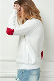 Cezele Heart Elbow Patch Knit Sweater