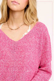 La Miel Lightweight Loose Fit V-Neck Sweater in Candy