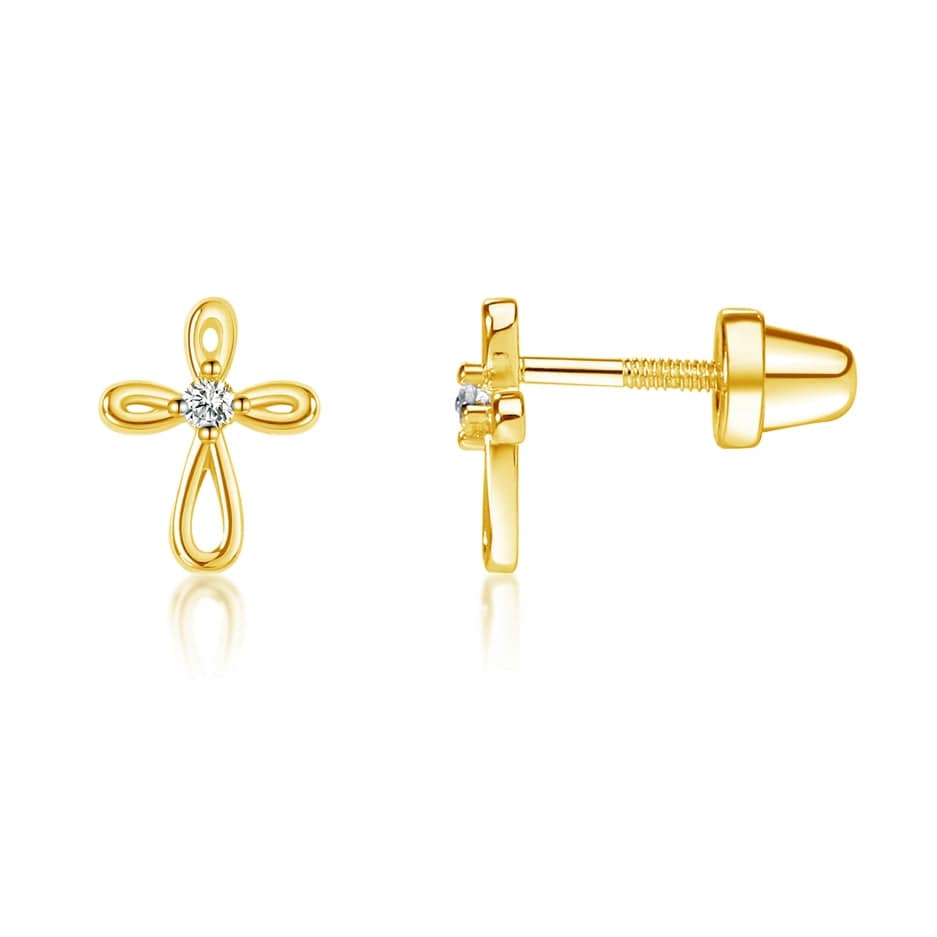 Cherished Moments Cherished Moments 14K Gold-Plated Infinity Cross Earrings - Little Miss Muffin Children & Home
