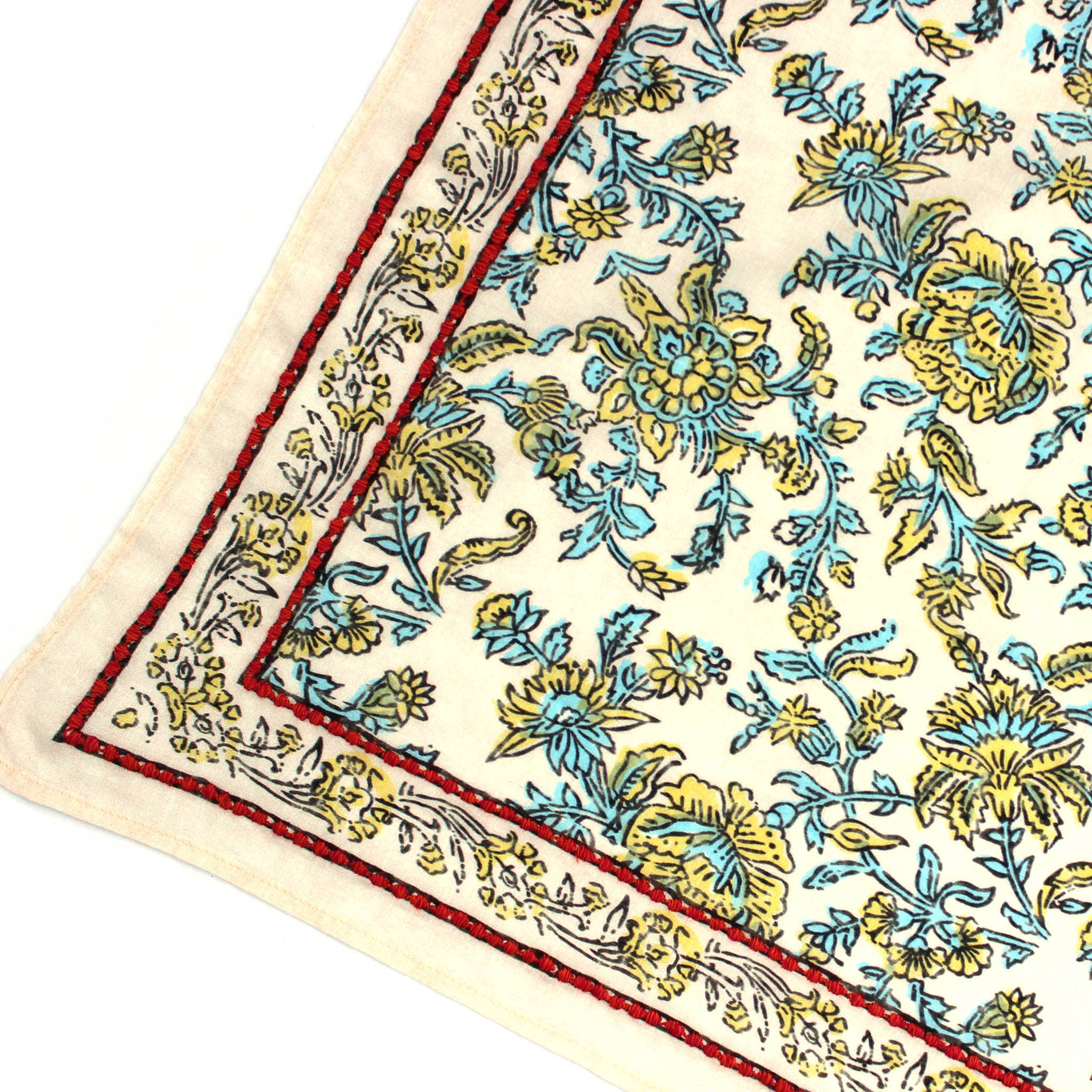 Beige Embroidered Bandana Scarf