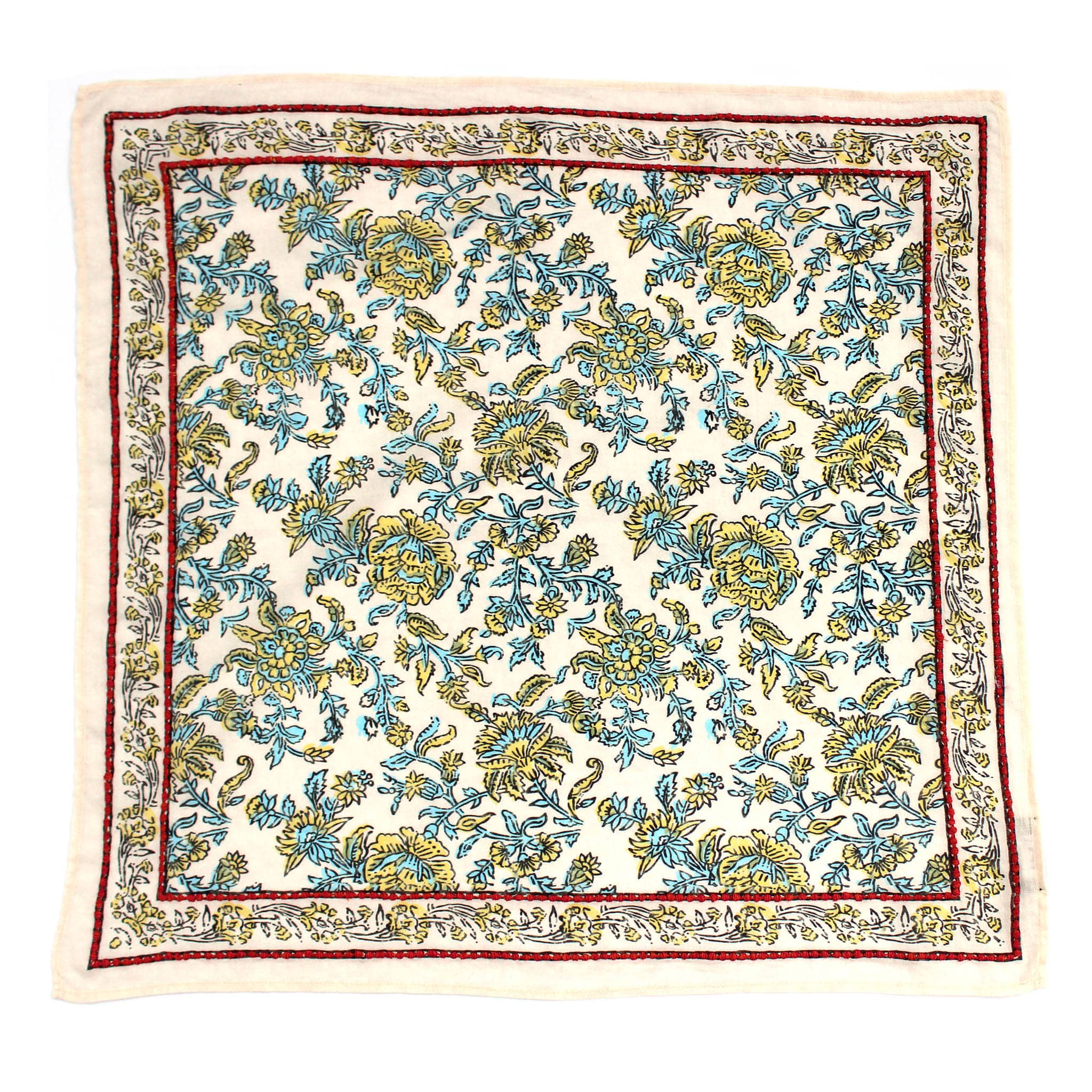 Beige Embroidered Bandana Scarf