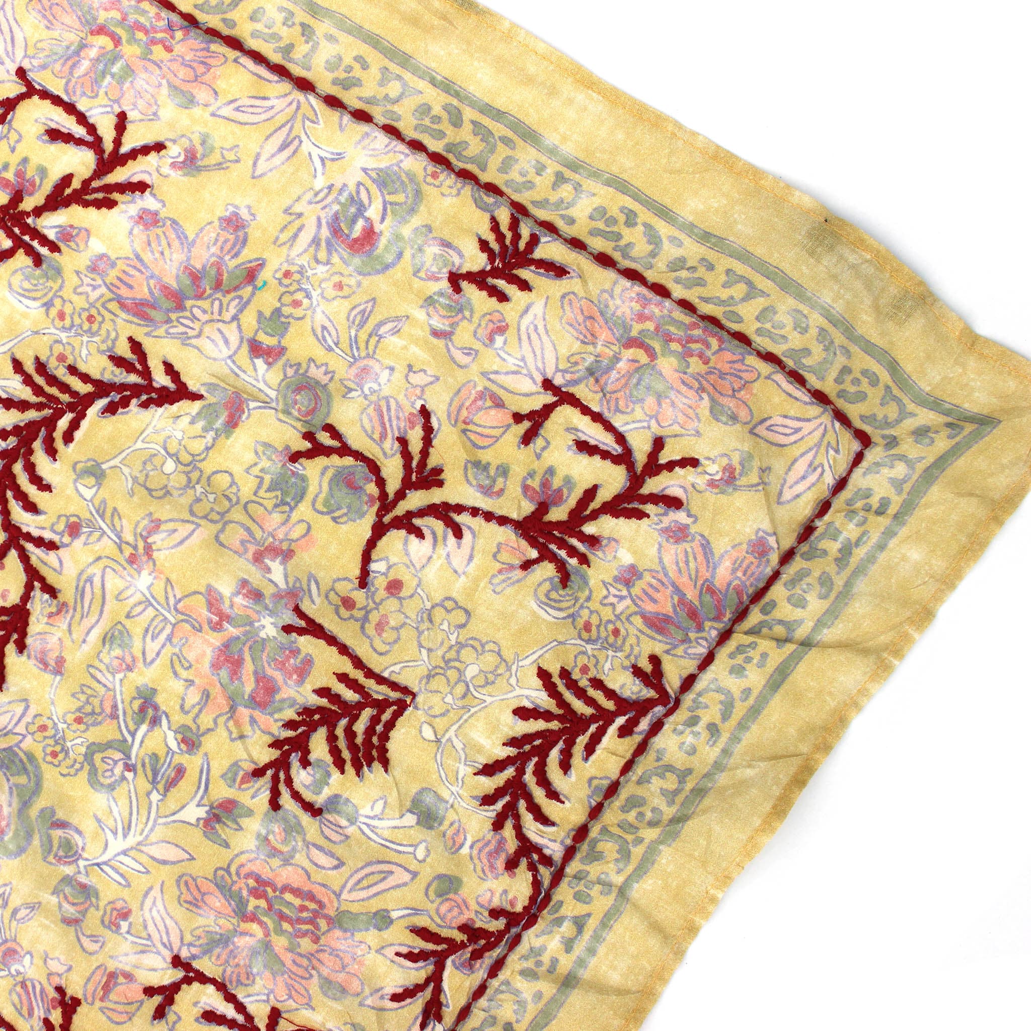Dusty Ochre Embroidered Bandana Scarf